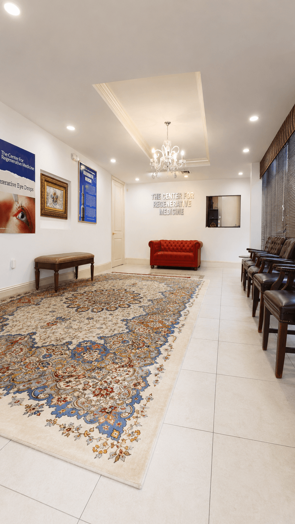 The patient waiting room at The Center for Regenerative Medicine
